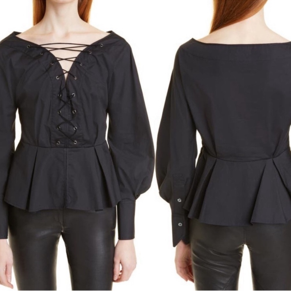 STAUD Blouse Monroe Lace up peplum
